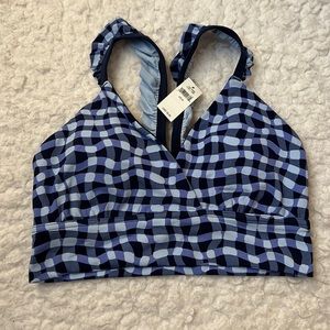 AERIE Offline Blue Plaid Patterned Ruffle Sports Bra Sz M NWT